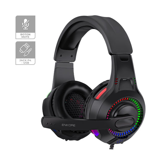 Auricular Gamer 5.1 Rainbow LED Jack y USB Bravio EKHG1005P4
