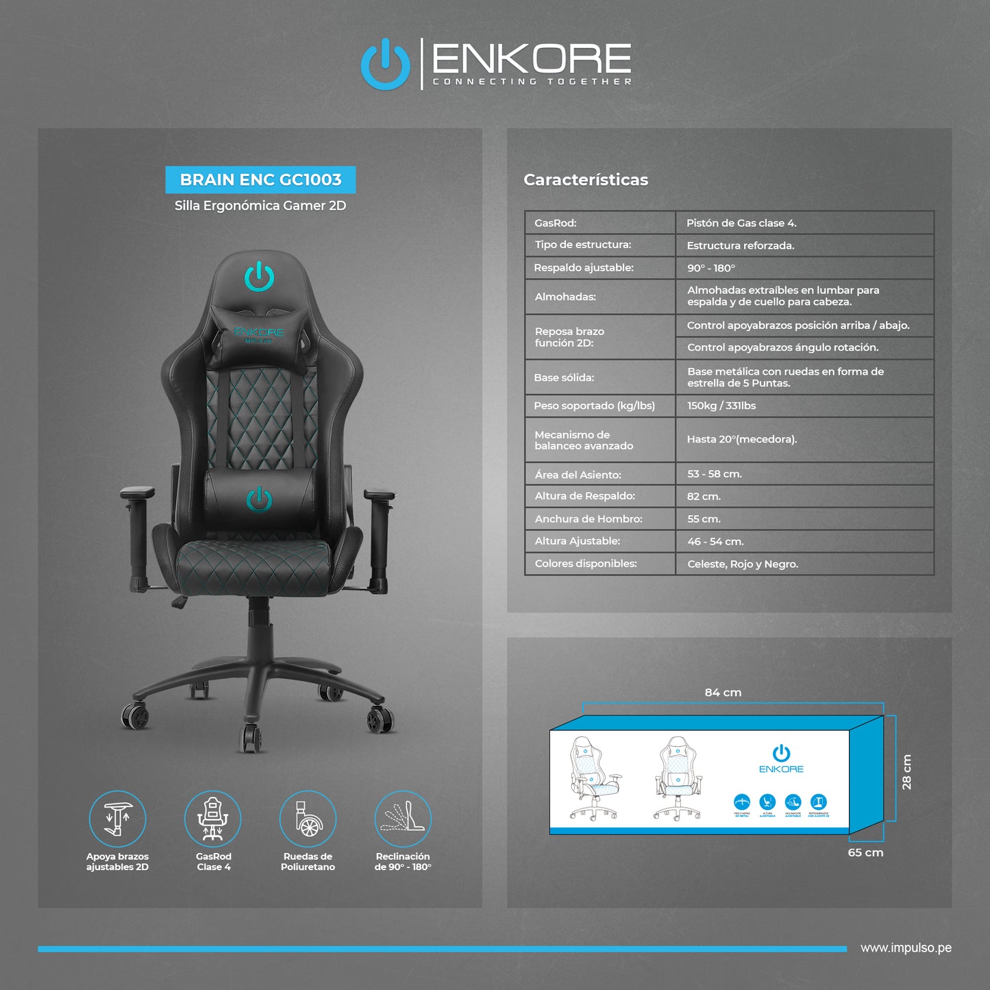 Silla Gamer 2D Brain ENC GC1003