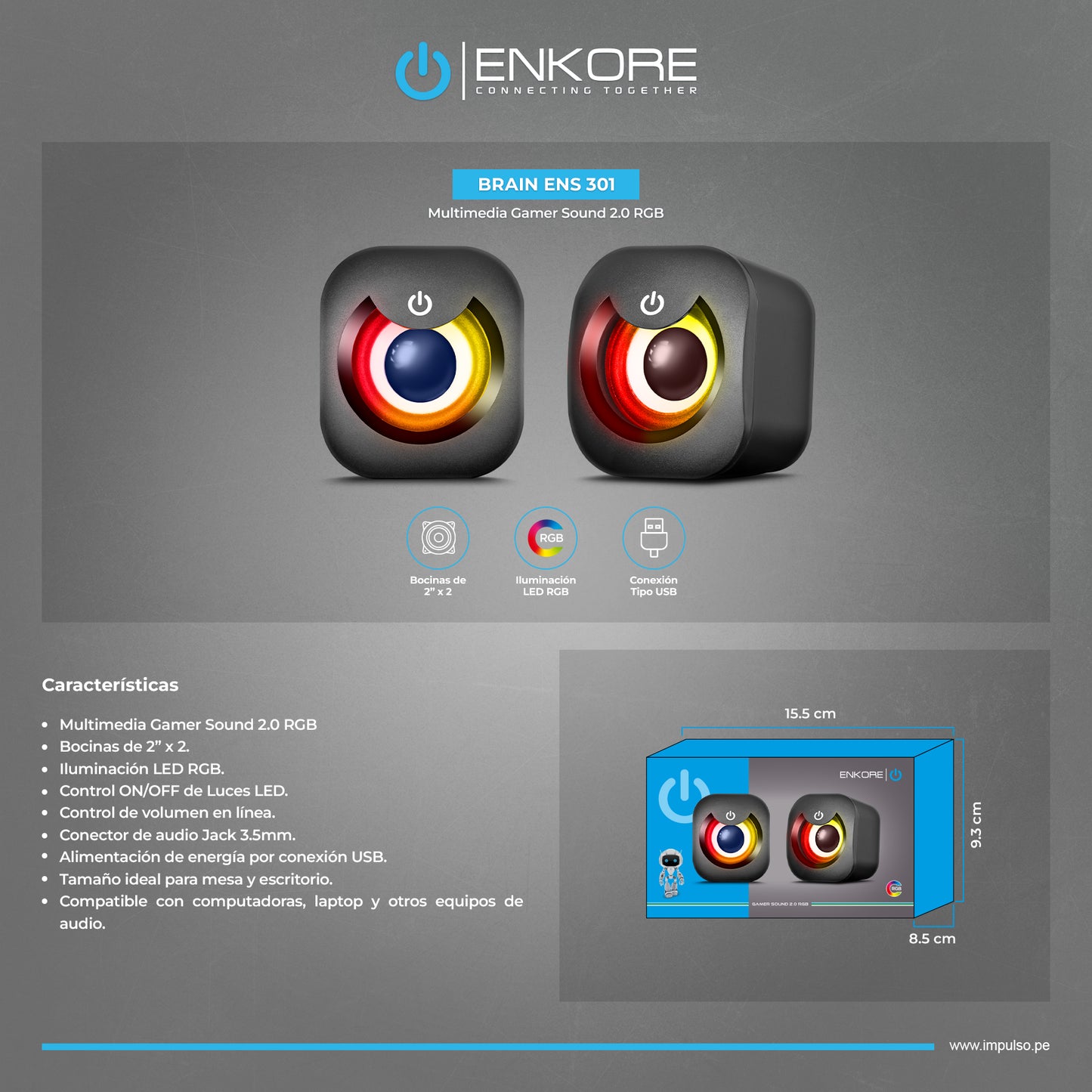 Parlante para PC RGB Brain ENS 301