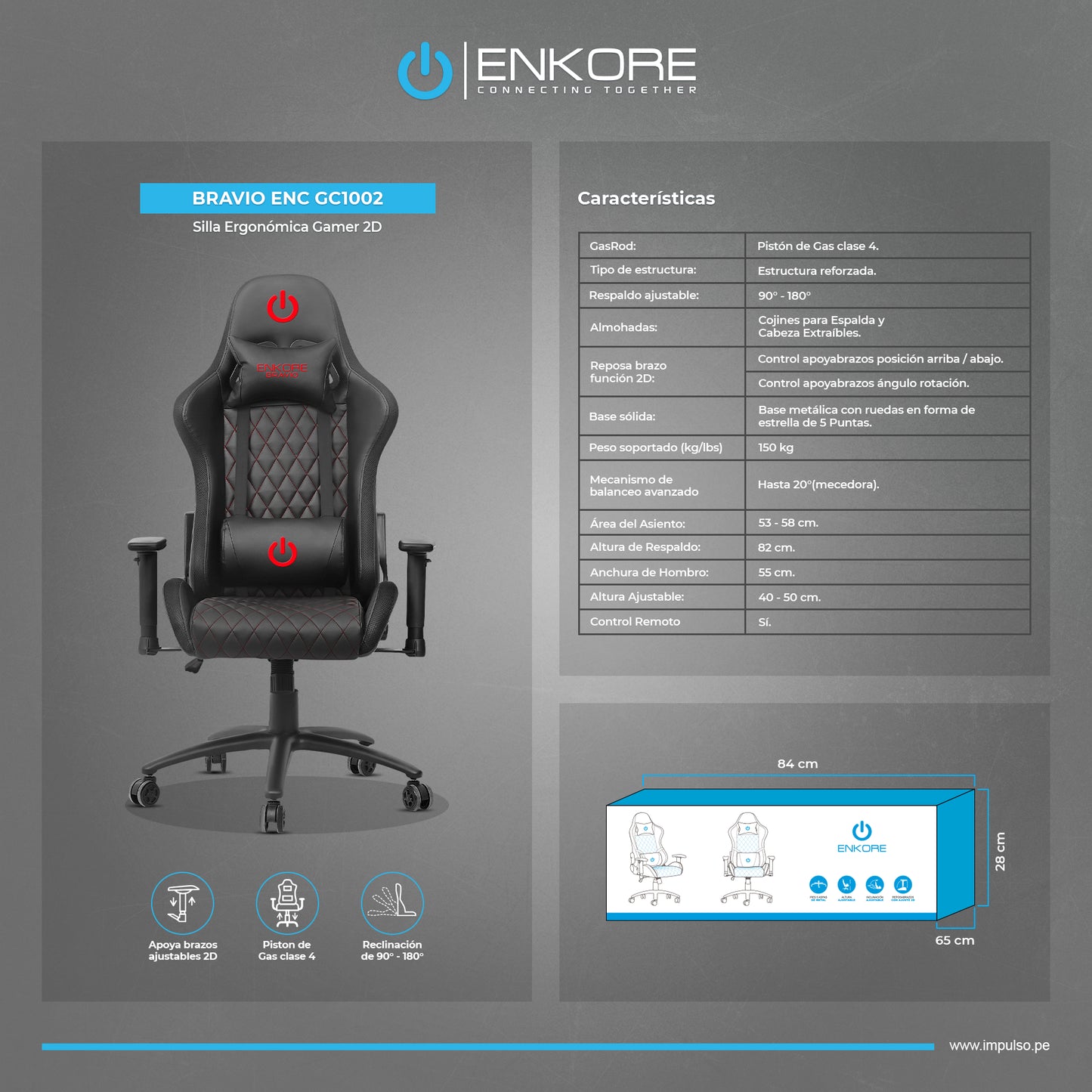 Silla Gamer 2D Bravio ENC GC1002