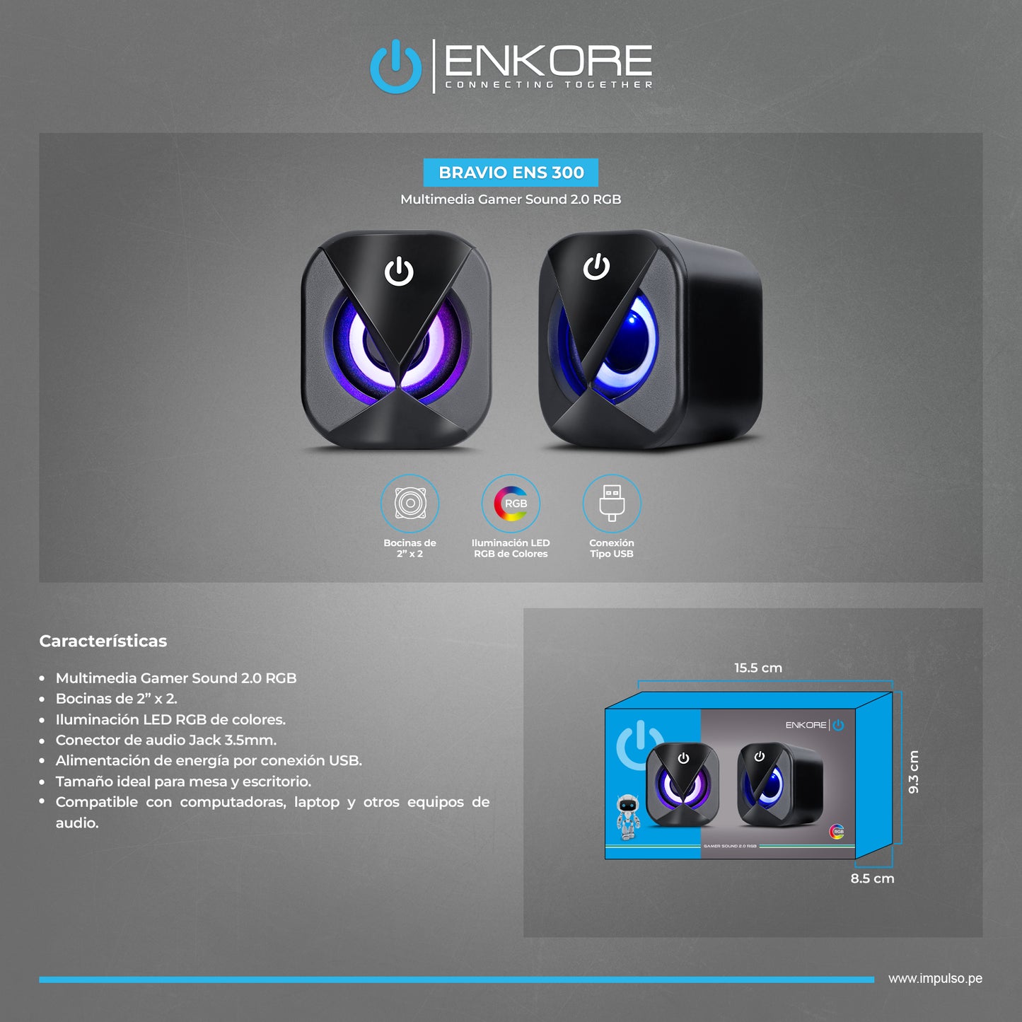 Parlante para PC RGB Bravio ENS 300