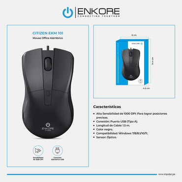 Mouse Óptico 1000DPI Citizen EKM 101