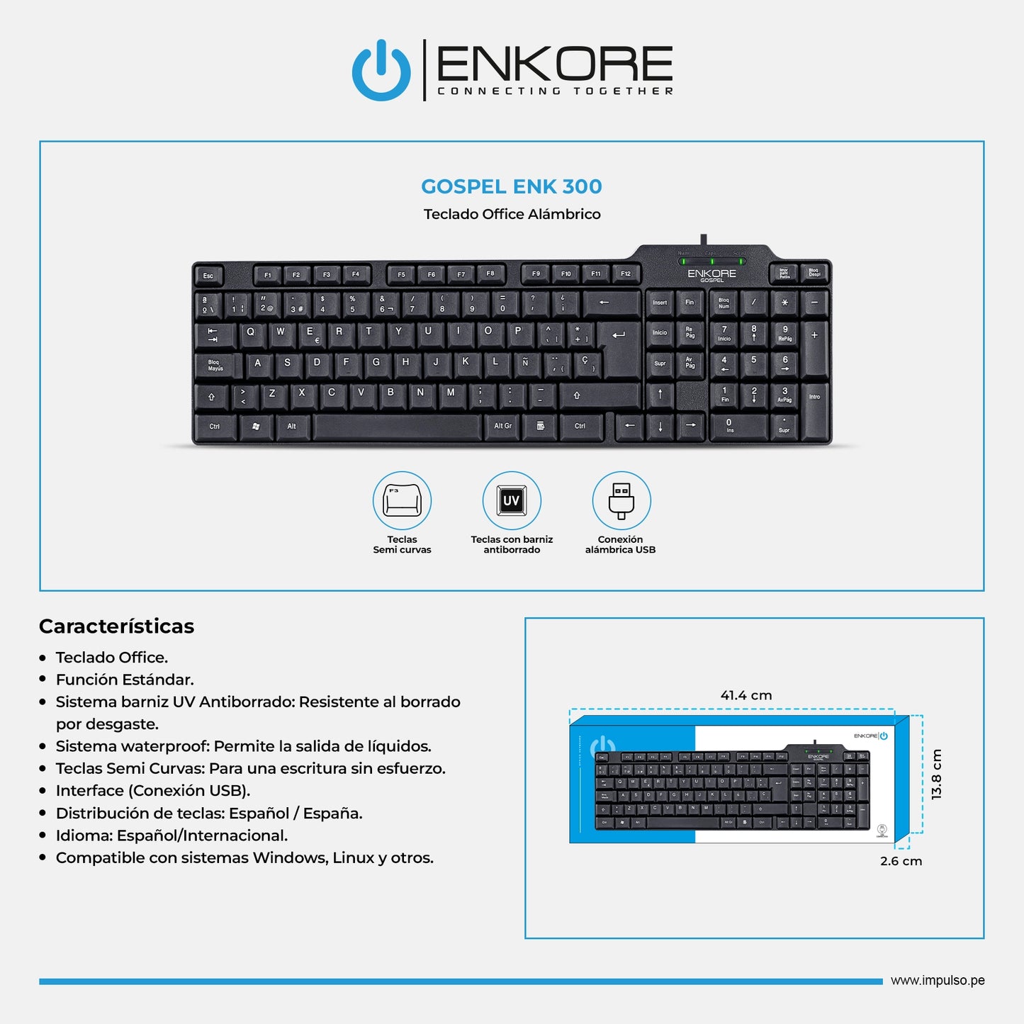 Teclado Oficina Alámbrico Gospel ENK 300