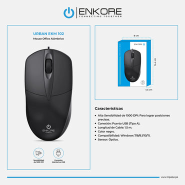 Mouse Óptico 1000DPI Urban EKM 102