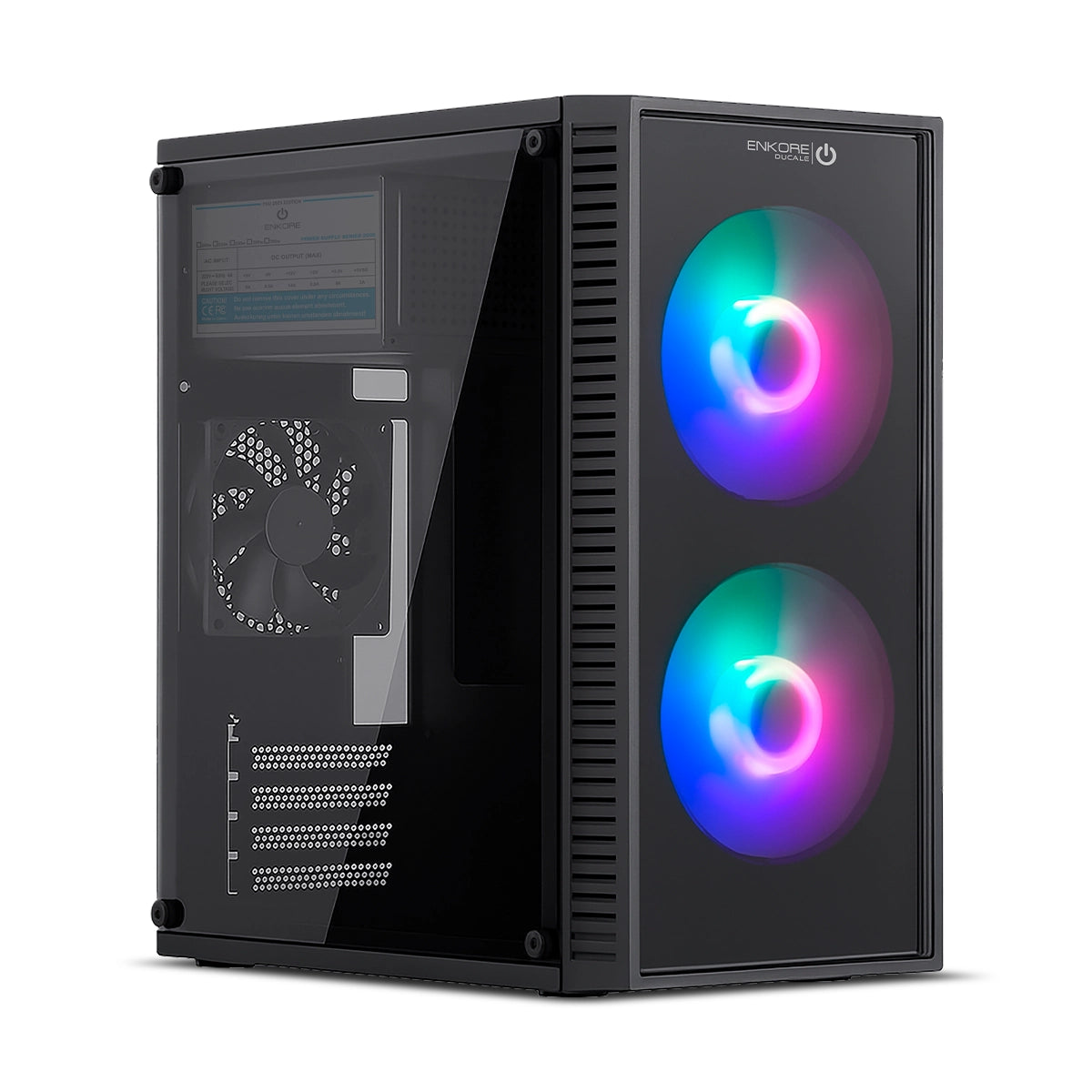 Gabinete Gamer MATX con Fuente de Poder 250W 2 Coolers ARGB Ducale ENC 3004