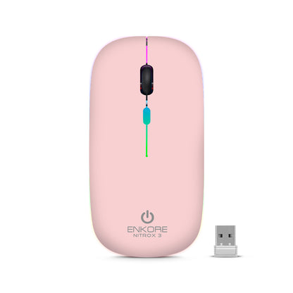 Mouse Oficina 3 Modos: BT/Inalámbrico/Recargable 1200DPI Nitrox 3 ENK M205-3m
