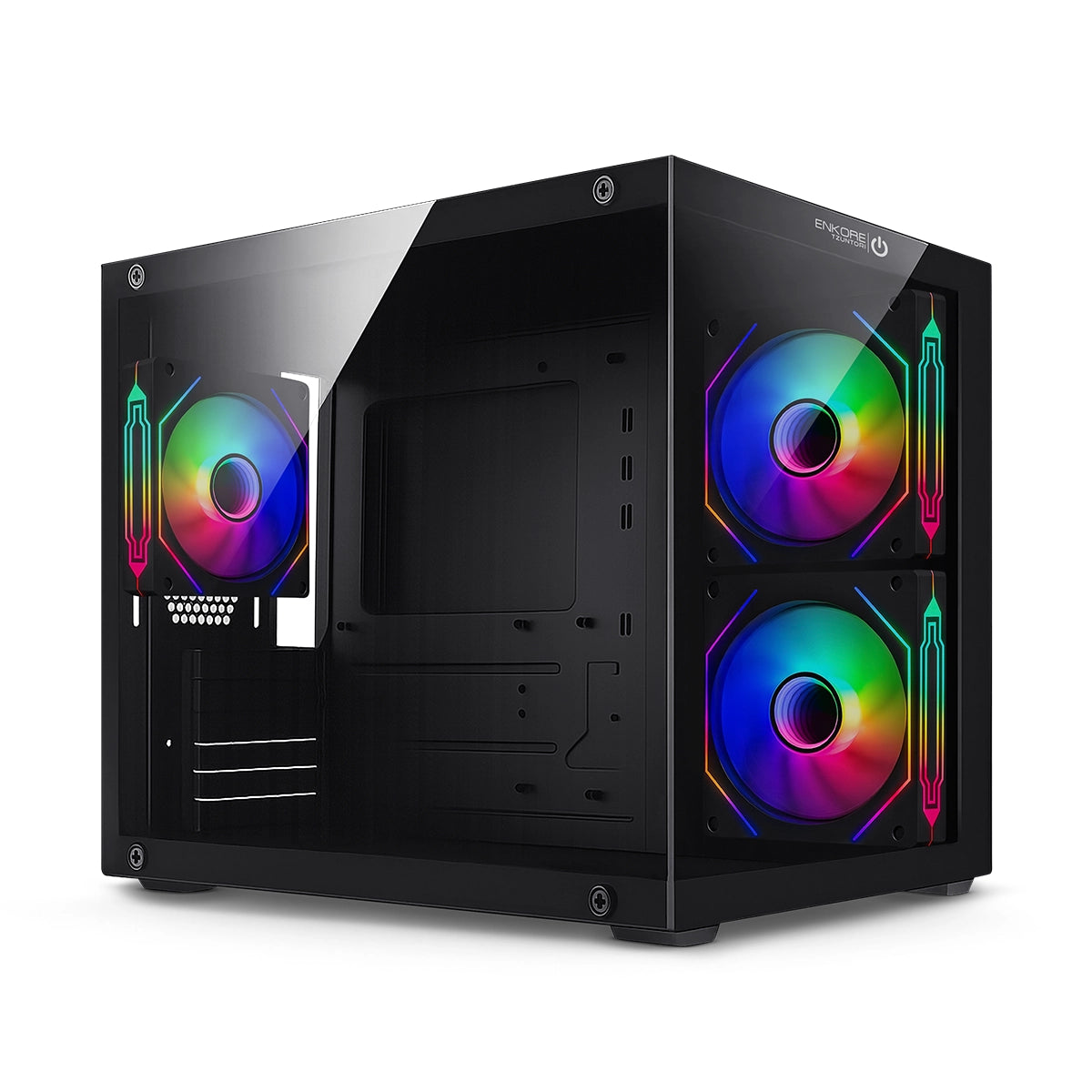 Gabinete Gamer MATX 3 Coolers ARGB Tzuntori ENC 3034