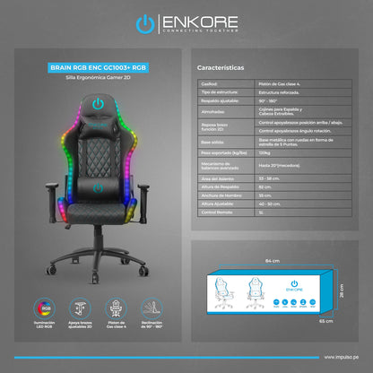 Silla Gamer RGB 2D Brain ENC GC1003+