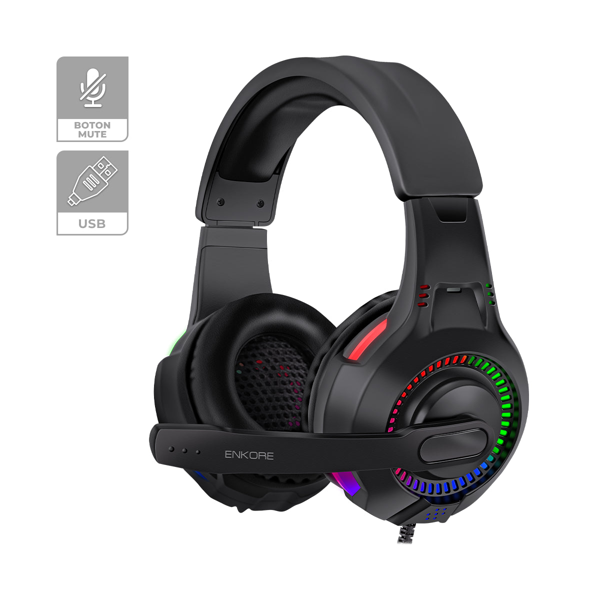Auricular Gamer Rainbow LED USB 5.1 Bravio EKHG1005U