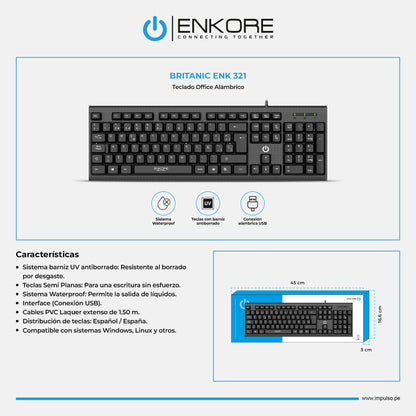 Teclado Oficina Alámbrico Britanic ENK 321