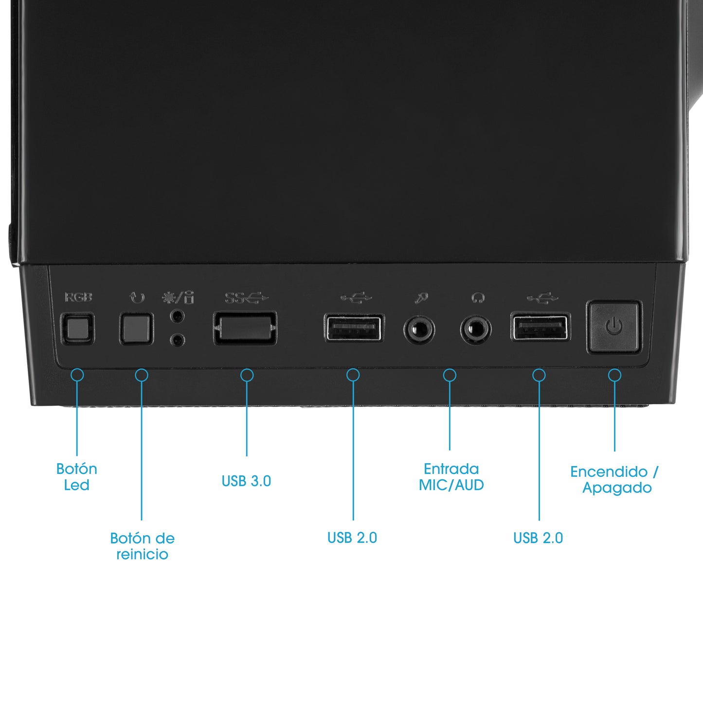 Gabinete Gamer MATX 2 Coolers Rainbow con Fuente de 230W Kingdom ENC 3003