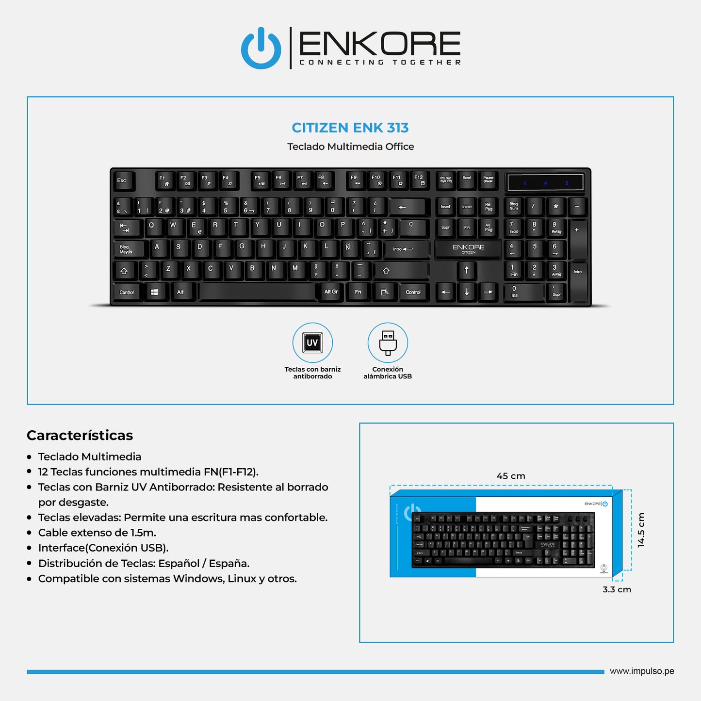 Teclado Oficina Multimedia Citizen ENK 313