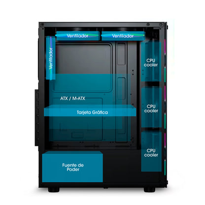 Gabinete Gamer ATX 4 Coolers Rainbow Falcon ENC 5000
