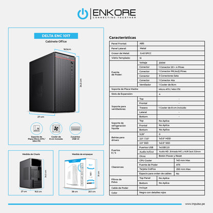 Gabinete Oficina MATX con Fuente de 230W Delta ENC 1017