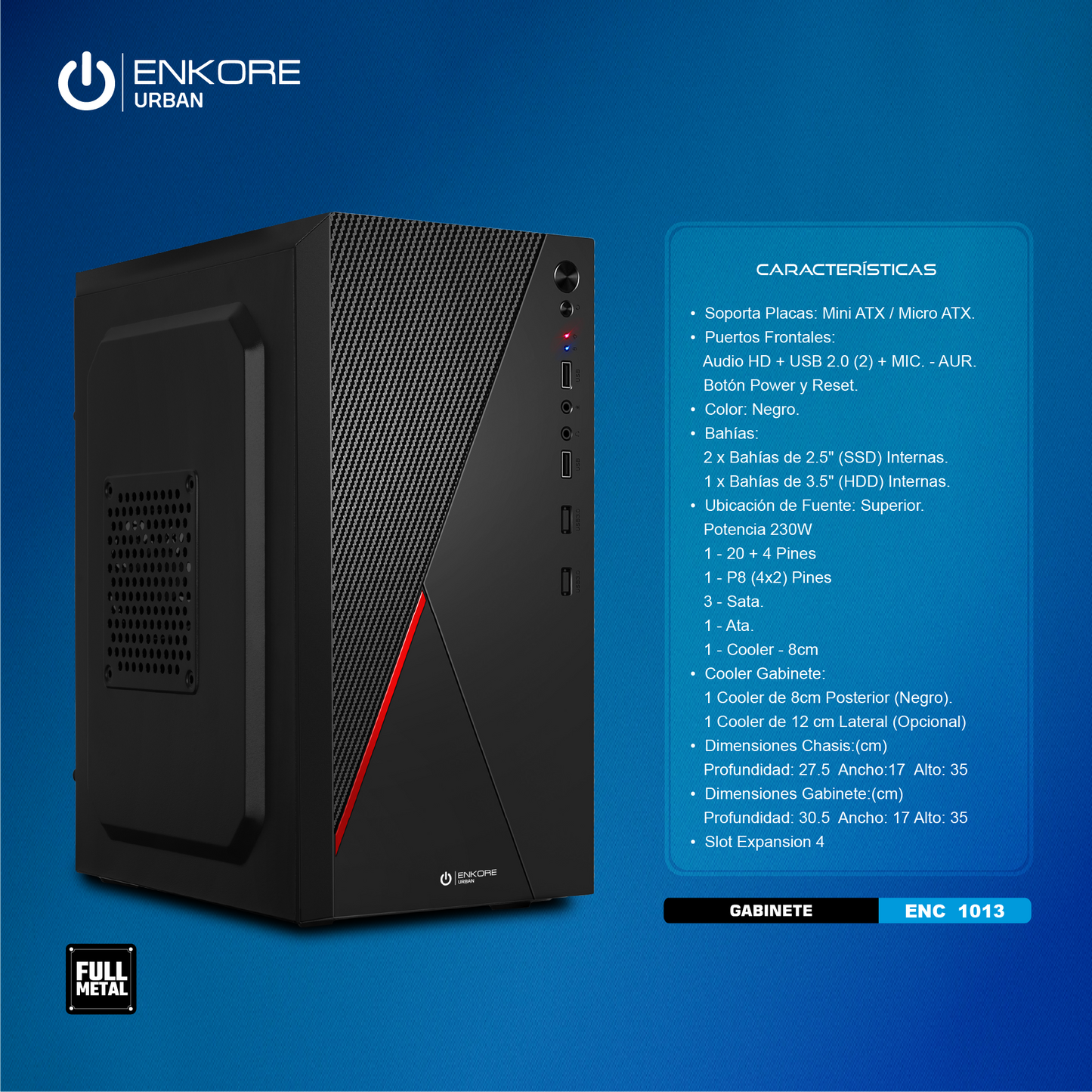 Gabinete Oficina MATX con Fuente de 230W Urban ENC 1013