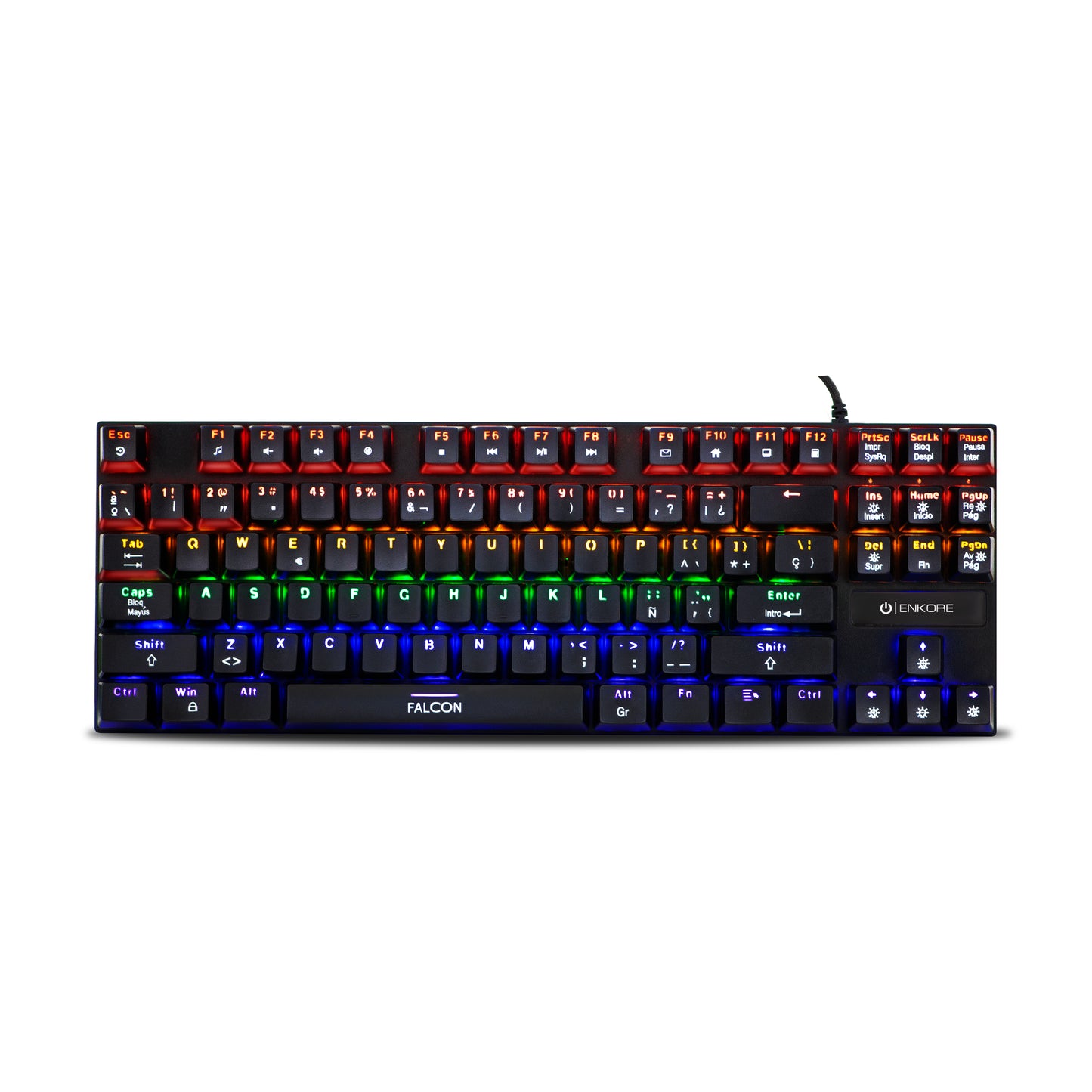 Teclado Gamer Mecánico 87 Teclas Rainbow LED Falcon ENK 1005
