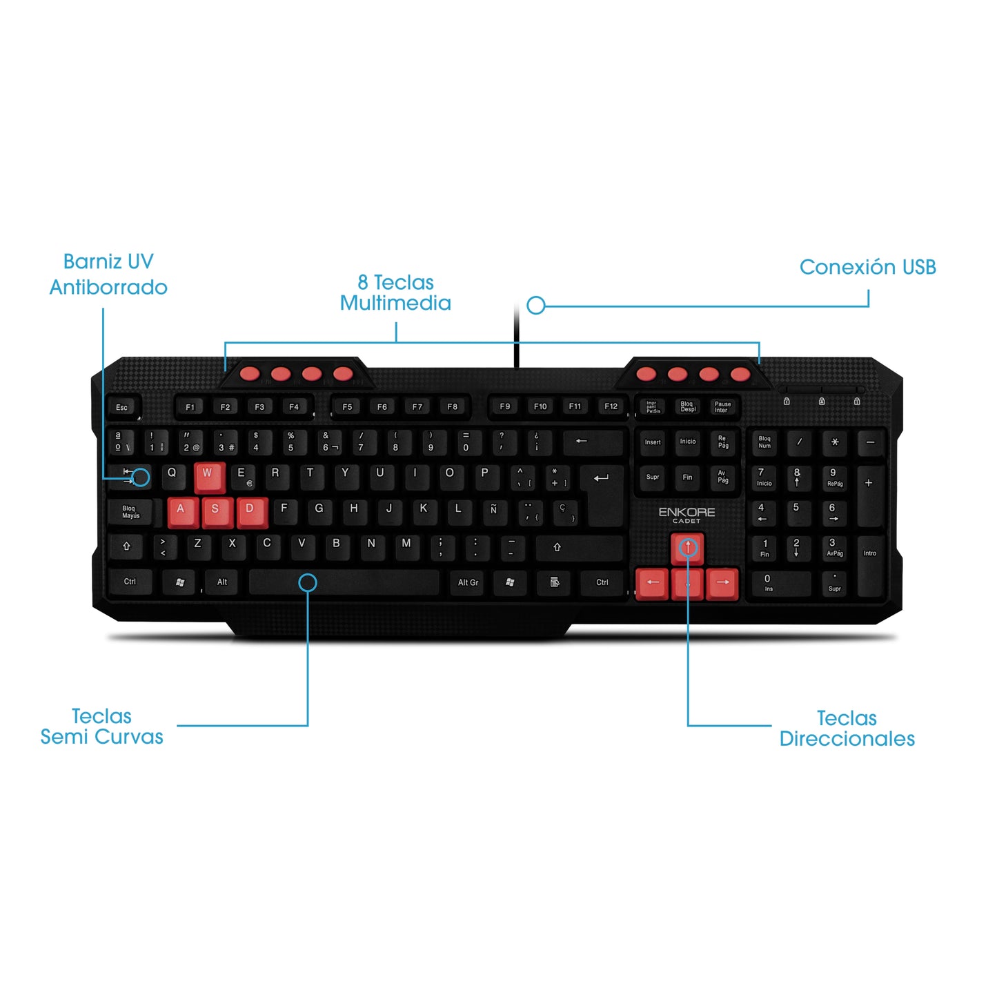 Teclado Oficina Multimedia Cadet ENK 515