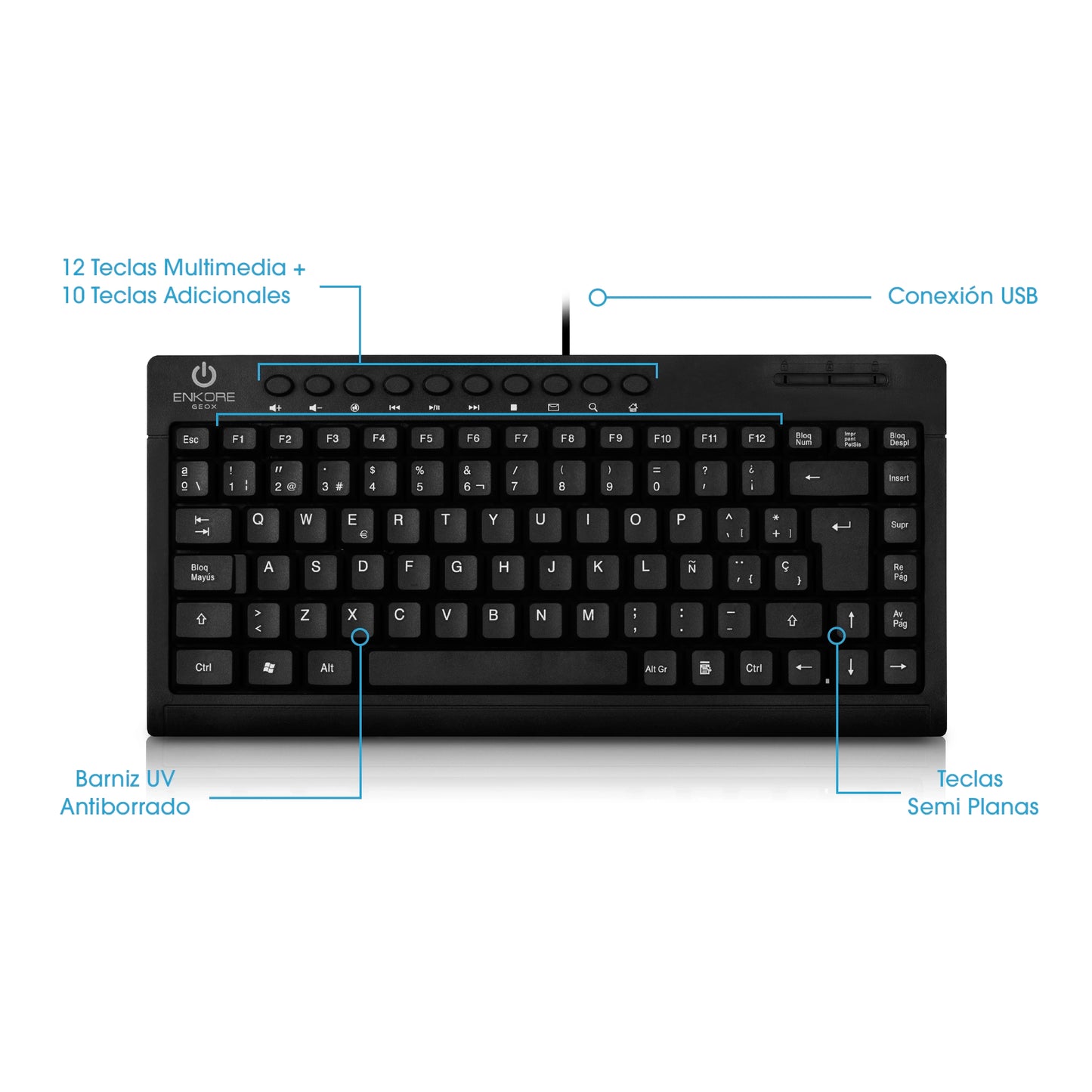 Teclado Oficina Multimedia Slim Geox ENK303