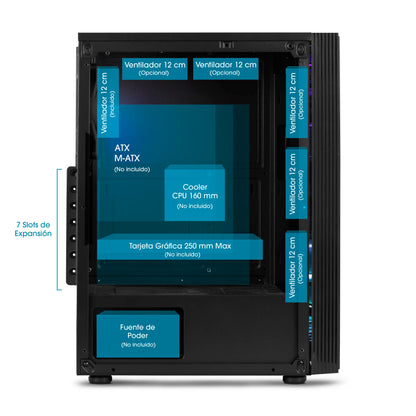 Gabinete Gamer ATX RGB 3 Coolers Rainbow Active ENC 3000