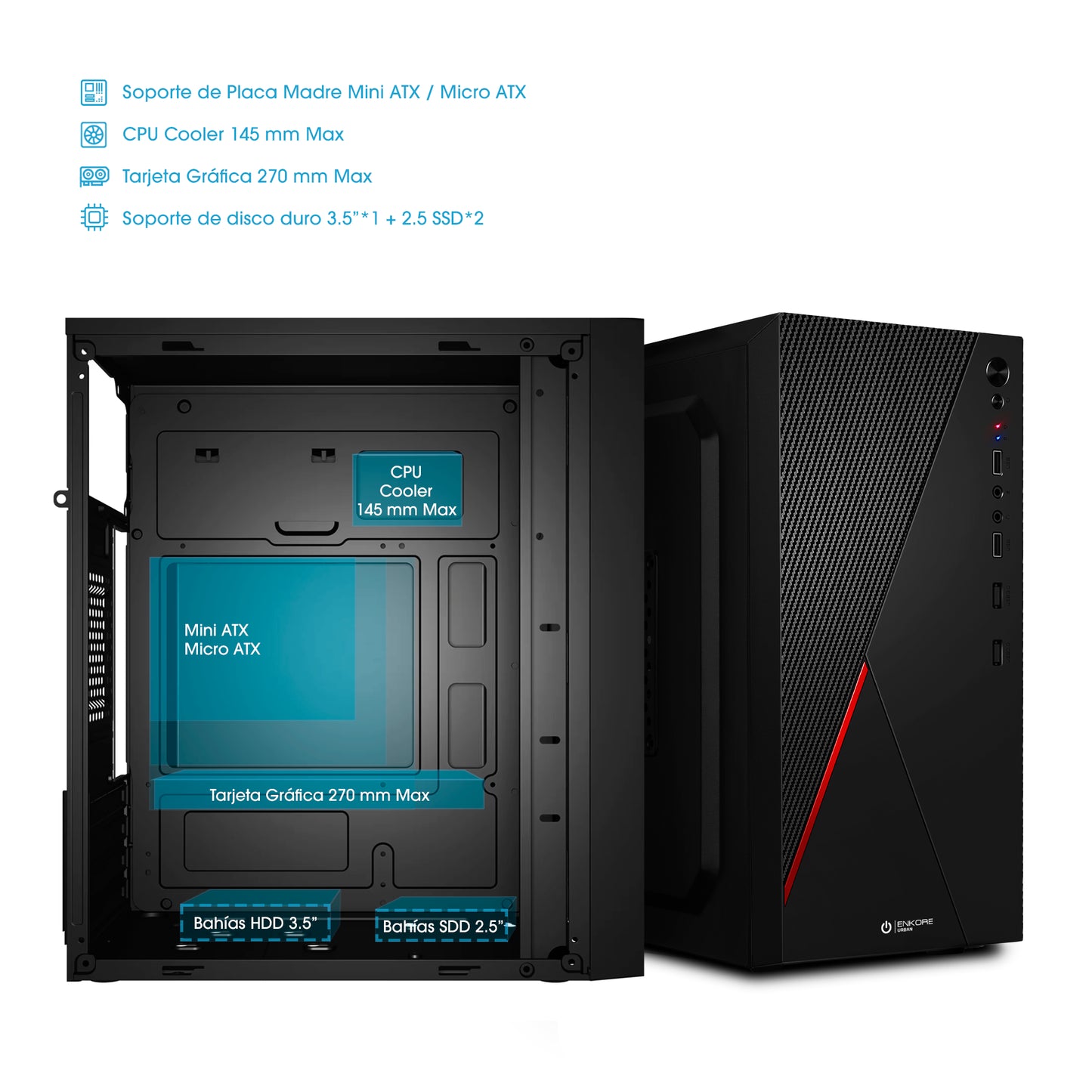 Gabinete Oficina MATX con Fuente de 230W Urban ENC 1013