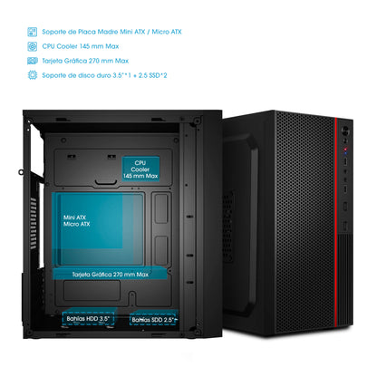 Gabinete Oficina MATX con Fuente de 230W Fussion ENC 1003
