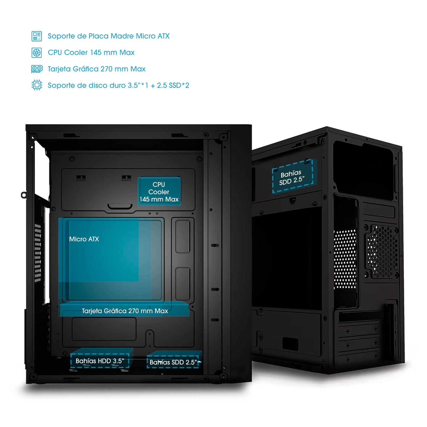 Gabinete Oficina MATX con Fuente de 230W Ultra ENC 1001