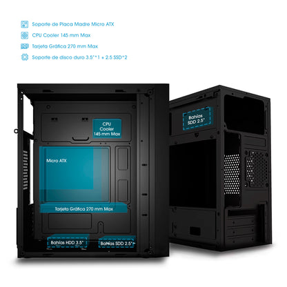 Gabinete Oficina MATX con Fuente de 230W Ultra ENC 1001