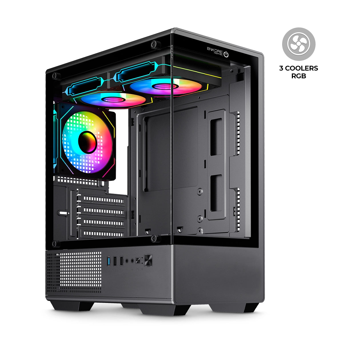 Gabinete Gamer MATX 3 Coolers ARGB Inspire ENK C3002