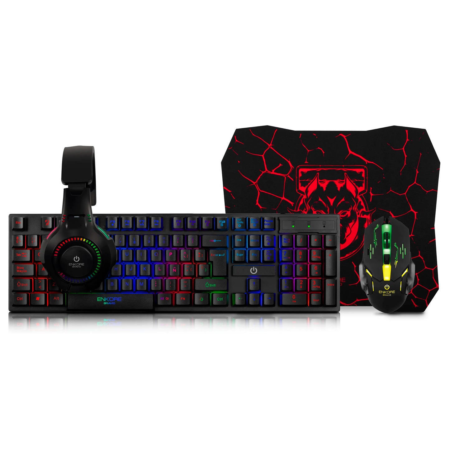 Kit Gamer 4 en 1 Teclado+Auricular+Mouse+Pad Bravio ENT G1000-4