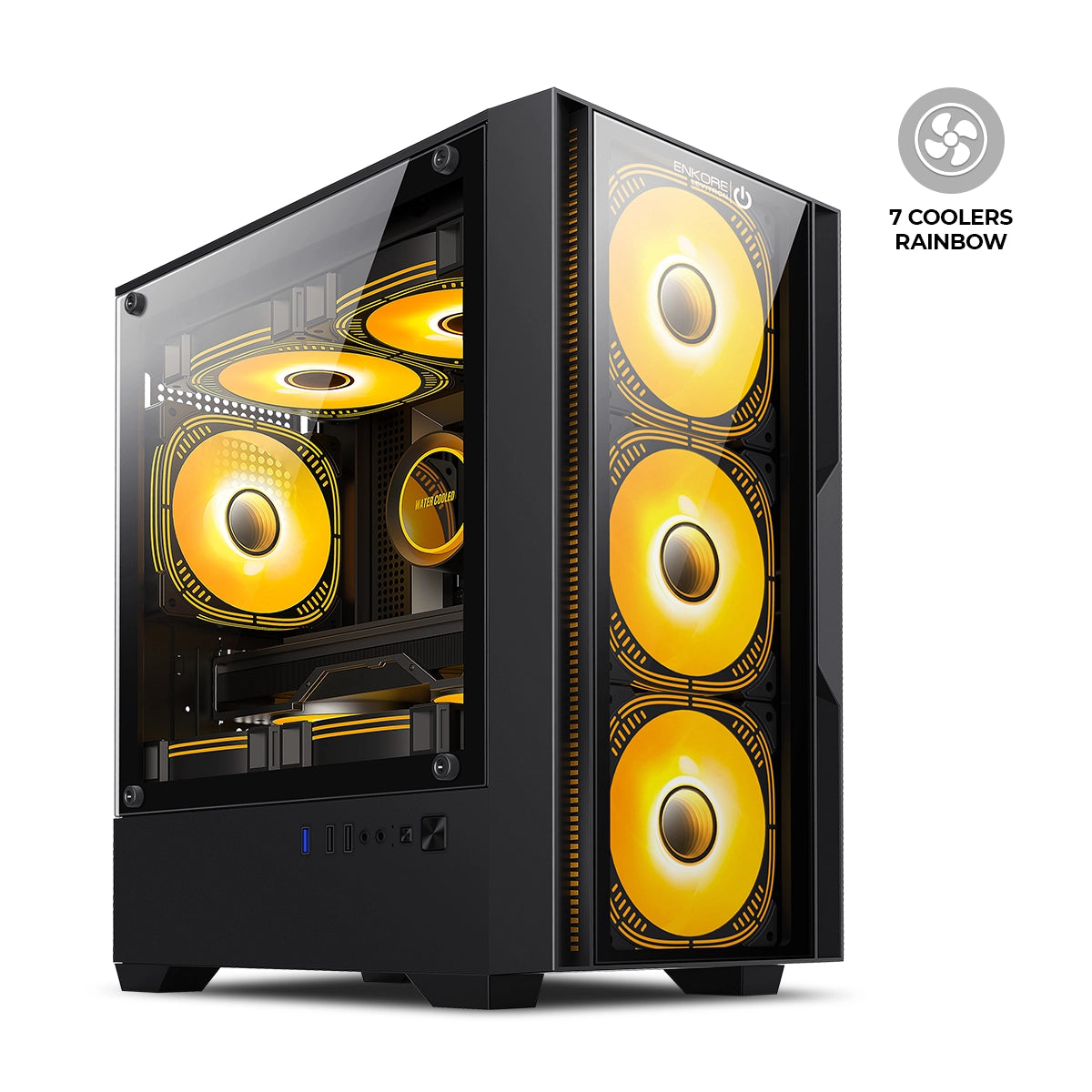 Gabinete Gamer MATX 4 Coolers Rainbow Levitrom ENC 3008