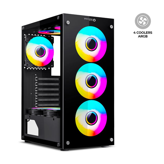 Gabinete Gamer ATX con Fuente 500W 4 Coolers ARGB Ninja ENK 5003