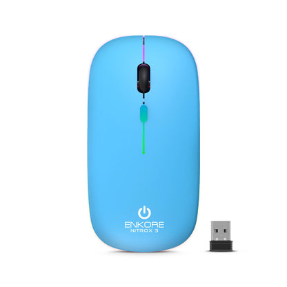 Mouse Oficina 3 Modos: BT/Inalámbrico/Recargable 1200DPI Nitrox 3 ENK M205-3m