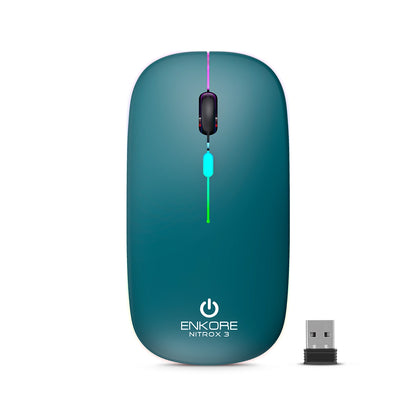 Mouse Oficina 3 Modos: BT/Inalámbrico/Recargable 1200DPI Nitrox 3 ENK M205-3m