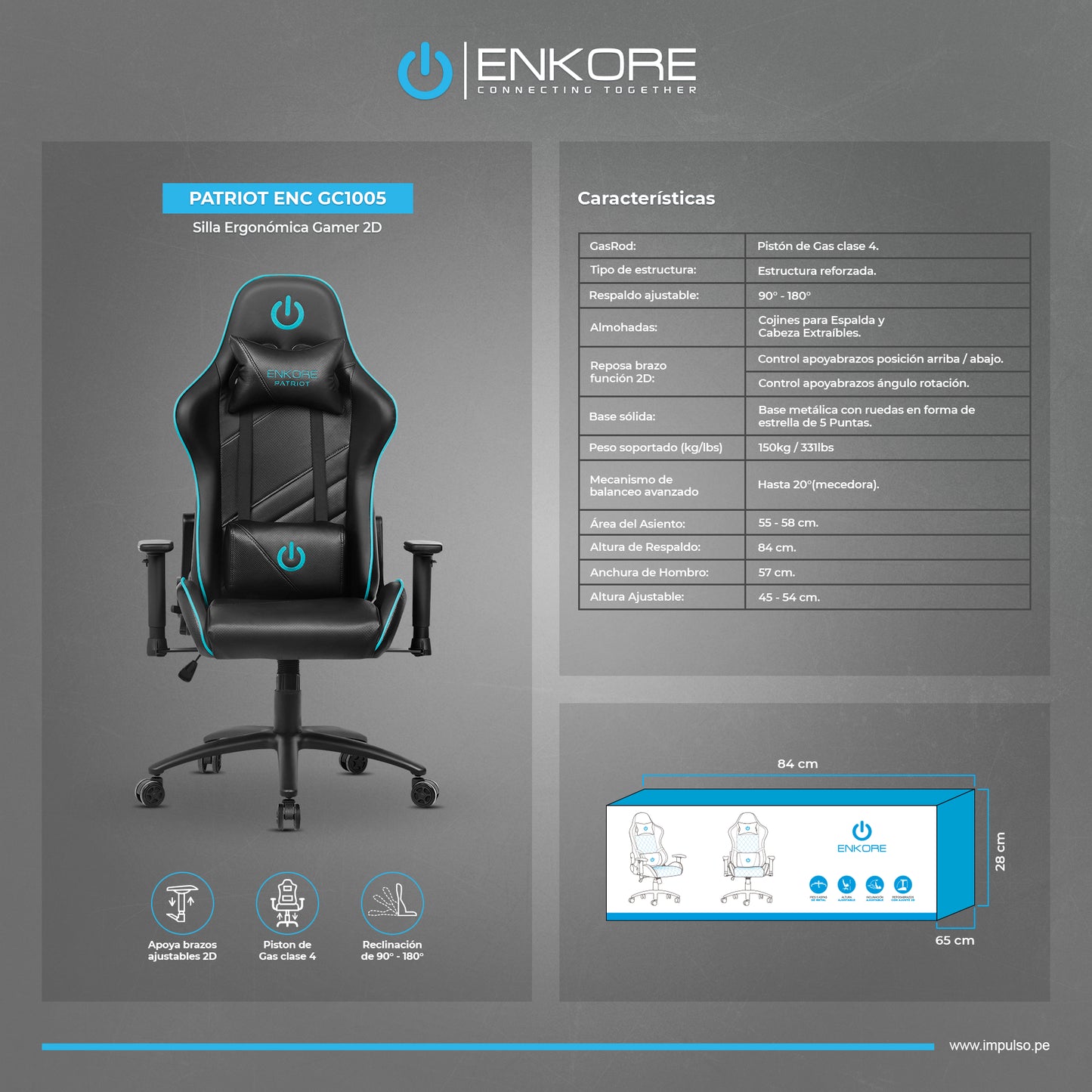 Silla Gamer 2D Patriot ENC GC1005