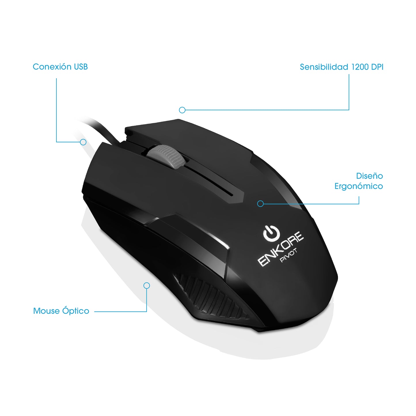 Mouse Oficina Alámbrico 1000DPI Pivot EKM 105