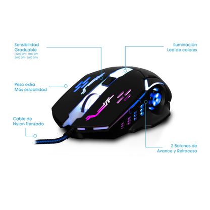 Mouse Gamer LED 6B 3600DPI Bravio EKM 313