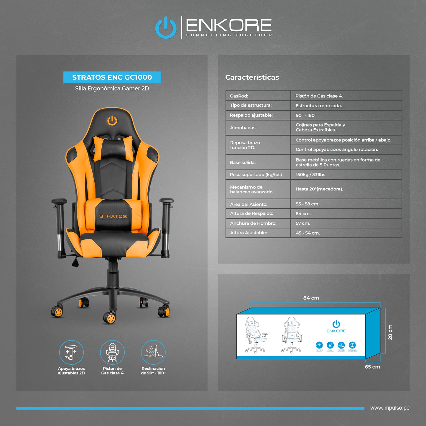 Silla Gamer 2D Stratos ENC GC1000