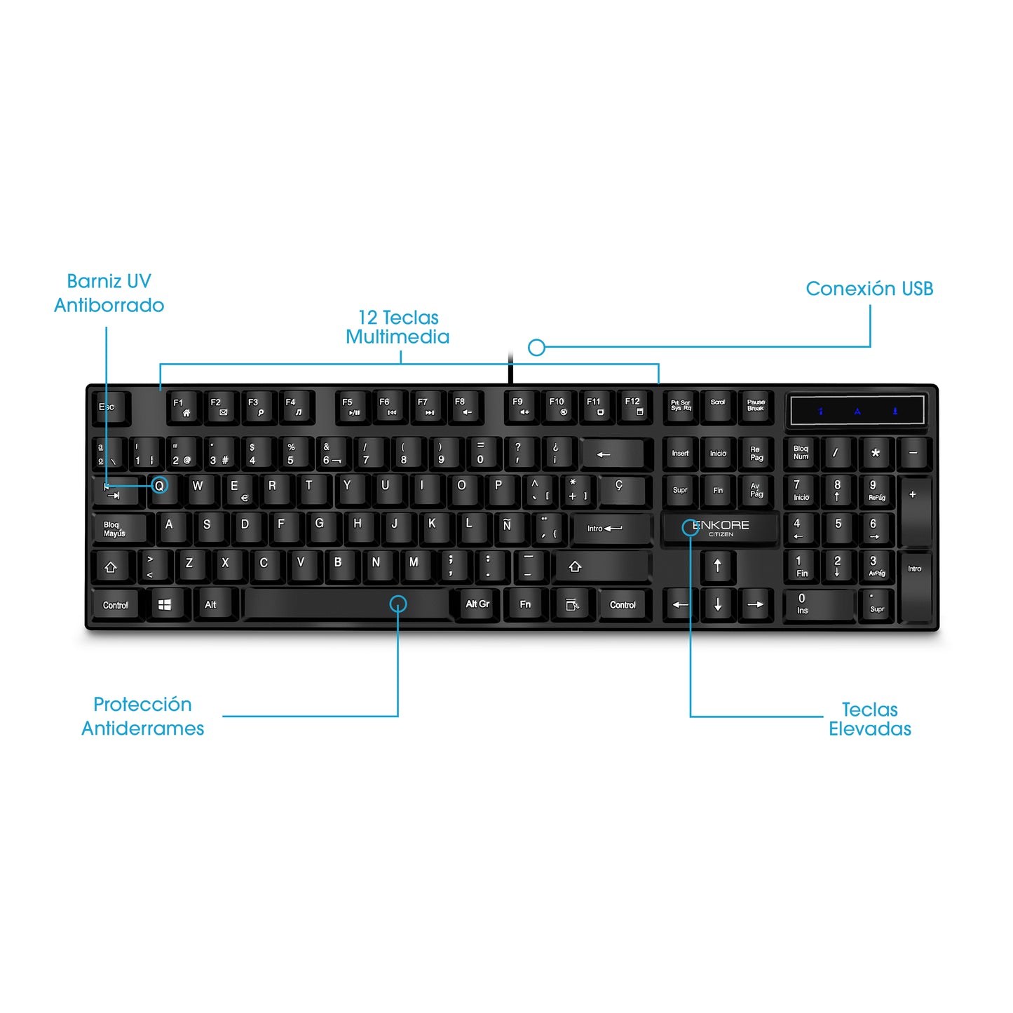 Teclado Oficina Multimedia Citizen ENK 313