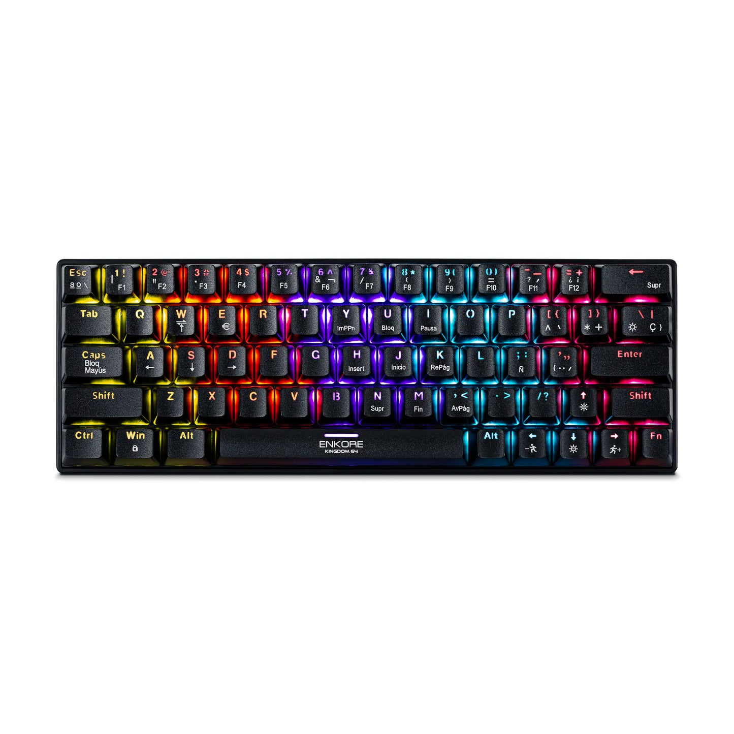 Teclado Gamer Mecánico TKL 64 Teclas Rainbow LED Kingdom ENK 1008