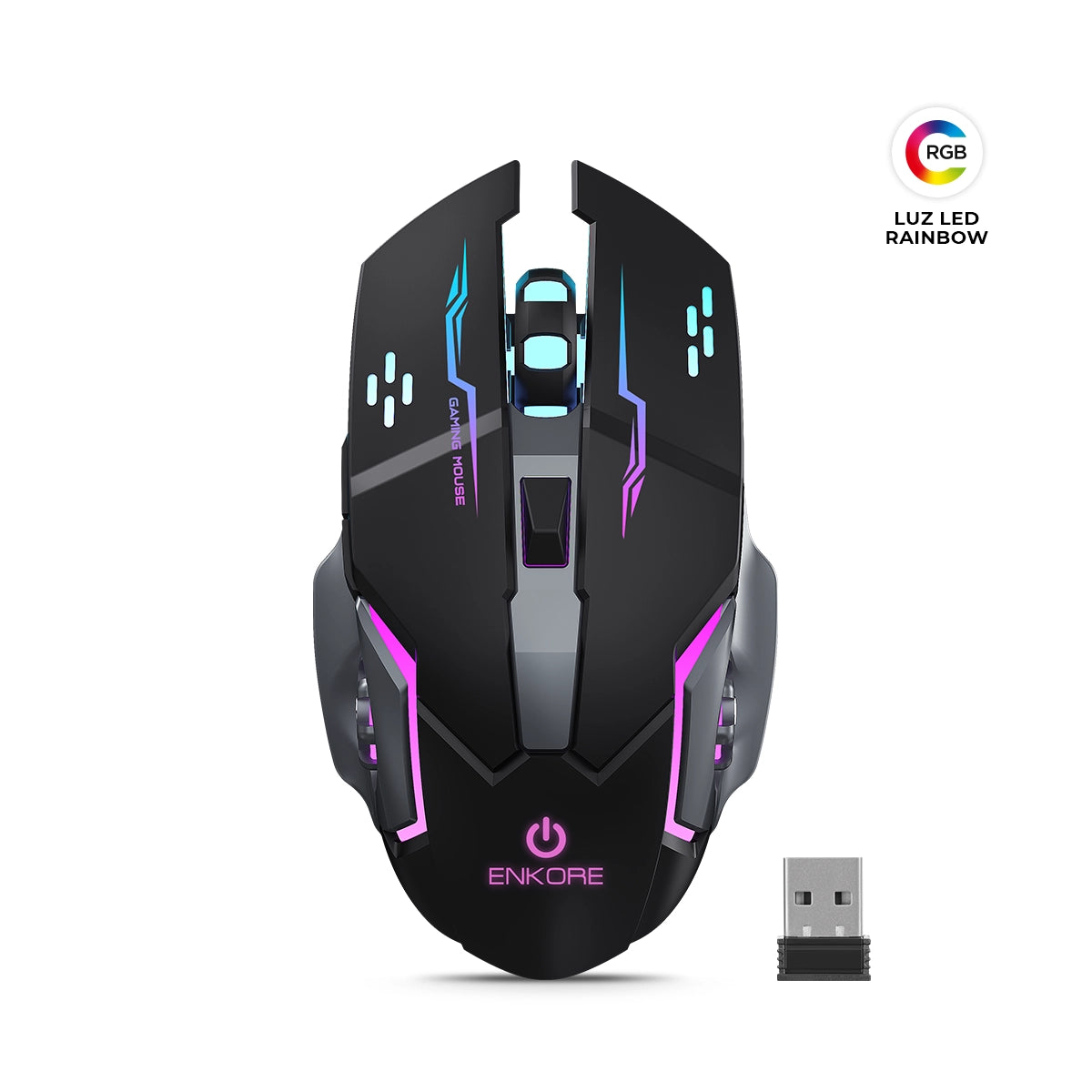Mouse Gamer 3 Modos: BT/Inalámbrico/Recargable 1600DPI Thunder EKM 501