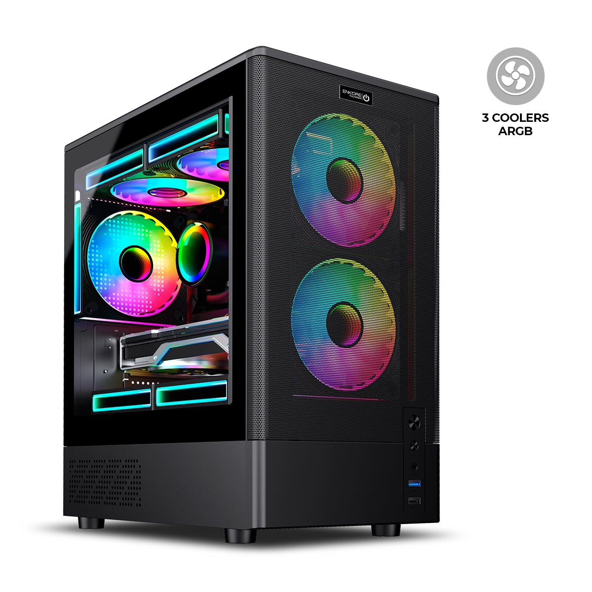 Gabinete Gamer MATX 3 Coolers Rainbow Thunder ENC 3013