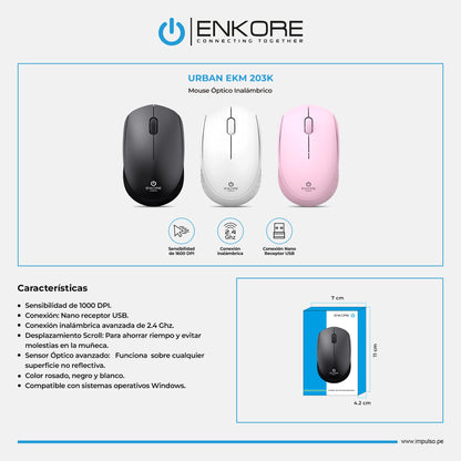 Mouse Inalámbrico 1000DPI Urban EKM 203