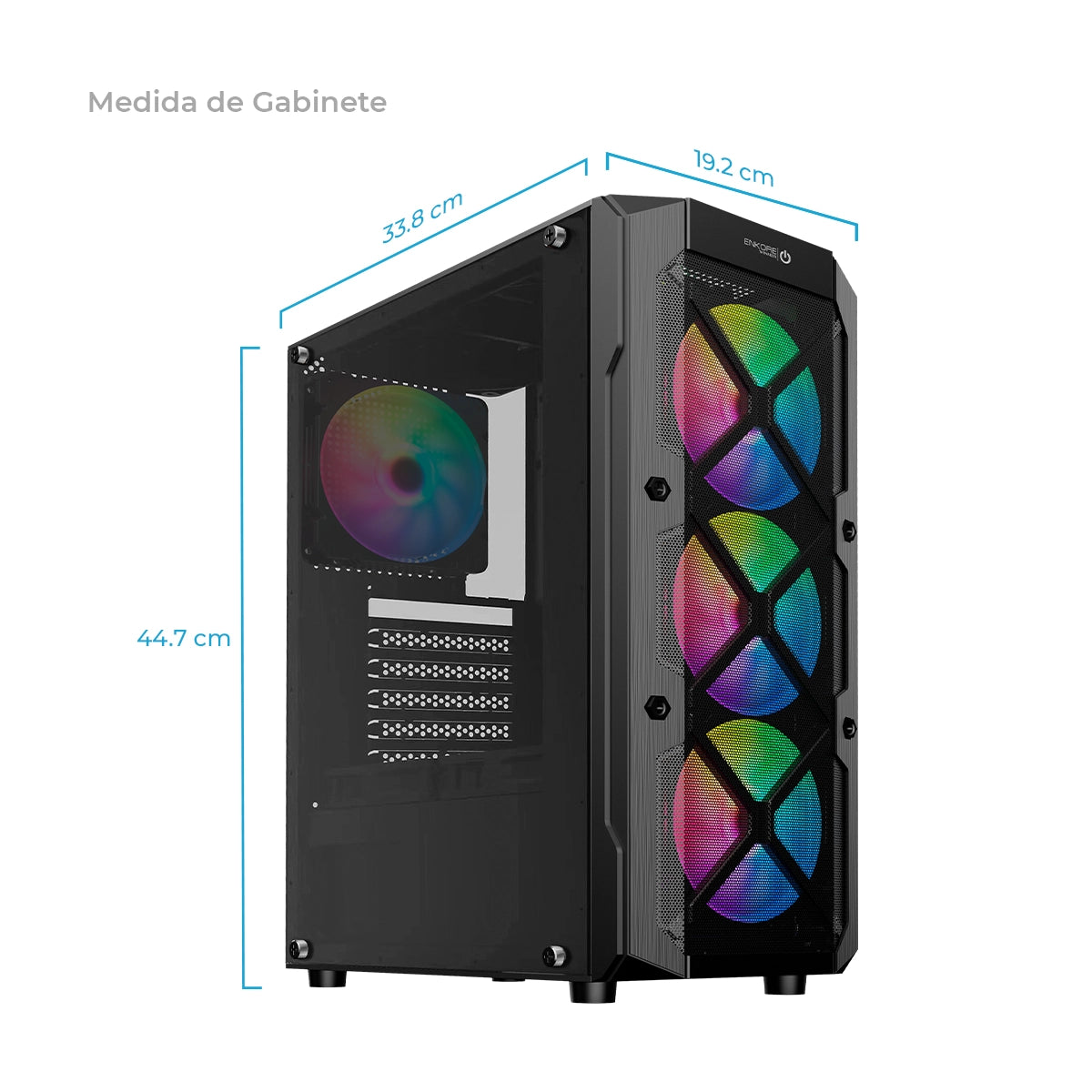 Gabinete Gamer ATX 4 Coolers ARGB Winner ENK 5002 RGB