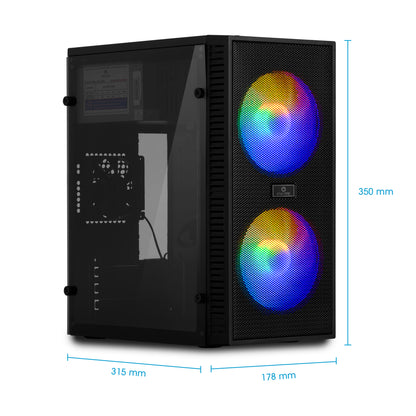 Gabinete Gamer MATX 2 Coolers Rainbow con Fuente de 230W Kingdom ENC 3003